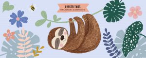 illustraties kinderboek luiaard illustration flowers licencing freelance ontwerper illustrator utrecht